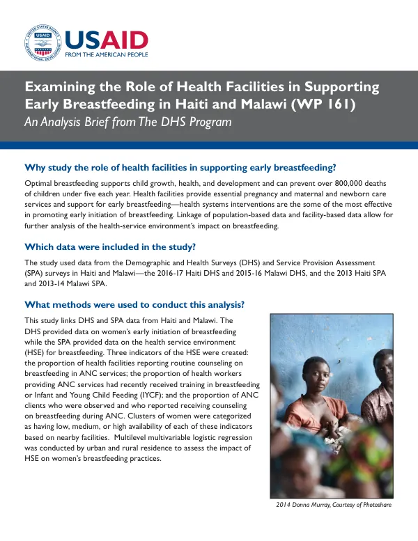 Examining the Role of Health Facilities in Supporting Early Breastfeeding