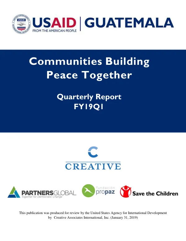 Communities Building Peace Together Quarterly Report FY19Q1