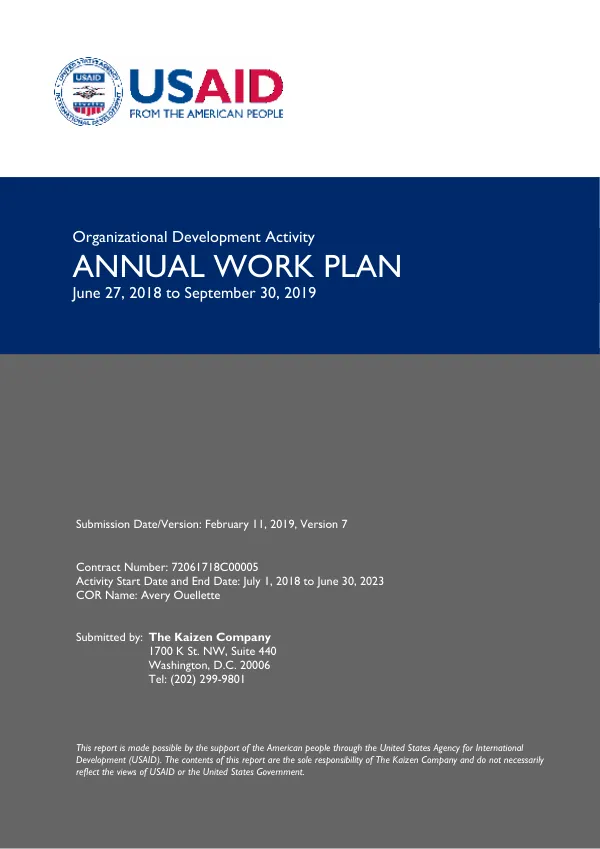 Organizational Development Activity ANNUAL WORK PLAN