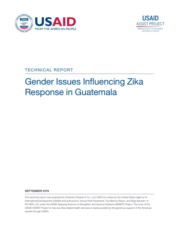 Gender Issues Influencing Zika Response in Guatemala: Technical Report