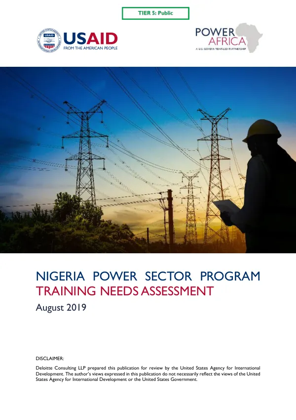Nigeria Power Sector Program Training Needs Assessment