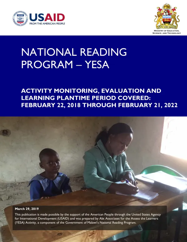 Malawi YESA Monitoring, Evaluation and Learning Plan
