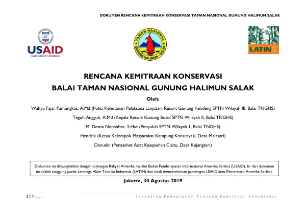 Rencana Kemitraan Konservasi Taman Nasional Gunung Halimun Salak