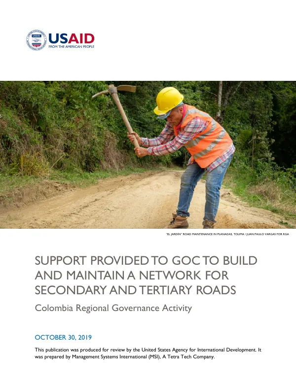Support Provided to GOC to Build and Maintain a Network for Secondary and Tertiary Roads