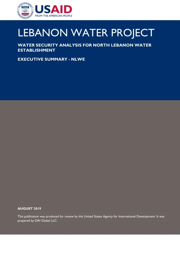 Water Security Analysis for North Lebanon Water Establishment