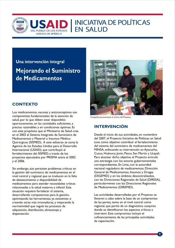 Una intervencion integral mejorando el suministro de medicamentos