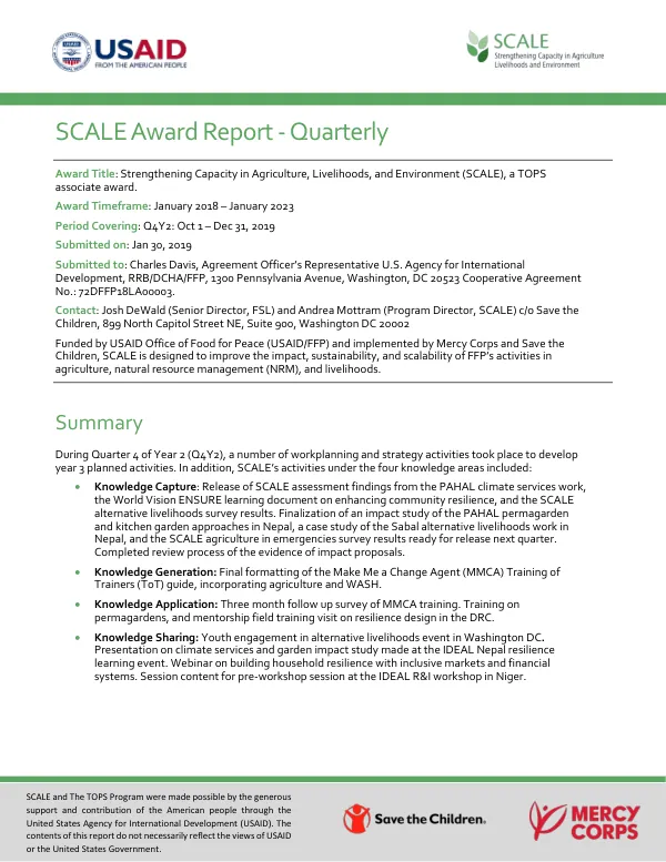 SCALE Award Report - Quarterly