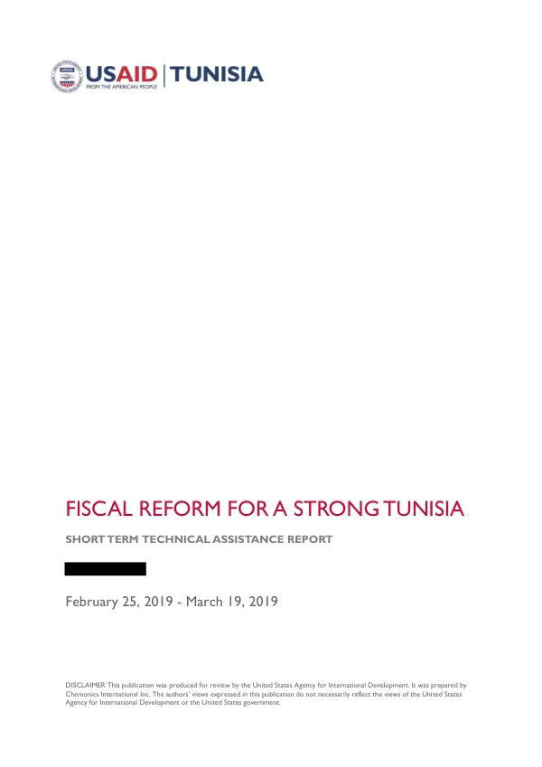 Fiscal Reform for a Strong Tunisia: Short Term Technical Assistance Report