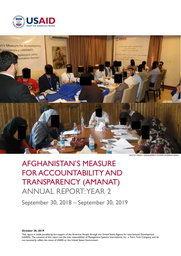 Afghanistan's Measure for Accountability and Transparency (AMANAT) Annual Report: Year 2