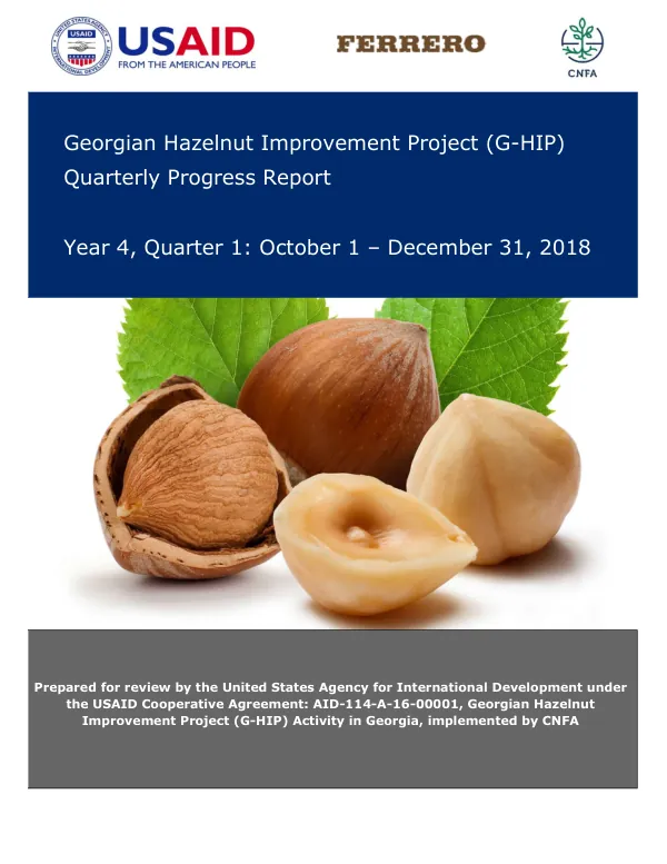 Georgian Hazelnut Improvement Project (G-HIP) Quarterly Progress Report