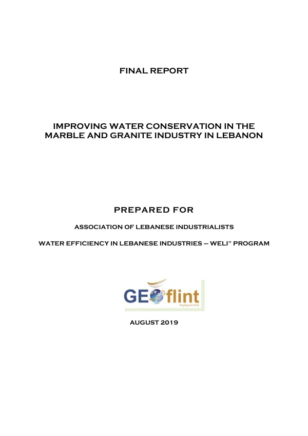 Final Report: Improving Water Conservation in the Marble and Granite Industry in Lebanon