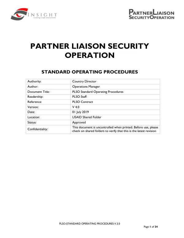 PLSO Standard Operating Procedures