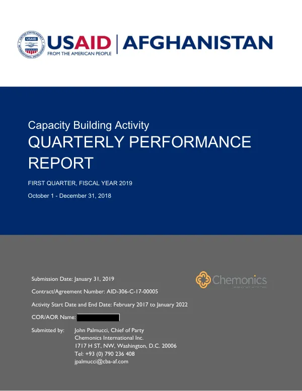 First Quarter Report: Capacity Building Activity