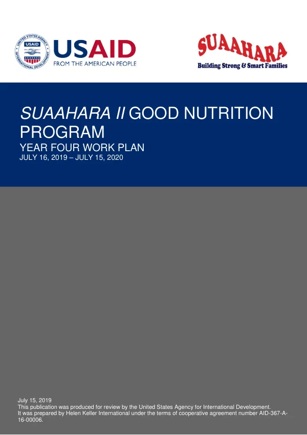 Suaahara II Good Nutrition Program Year Four Work Plan