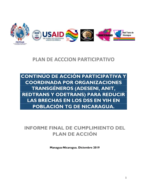Plan de Acción Participativa para Reducir las Brechas en los DSS en VIH en Población TG de Nicaragua