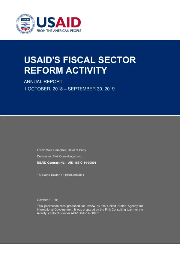 USAID'S FISCAL SECTOR REFORM ACTIVITY ANNUAL REPORT