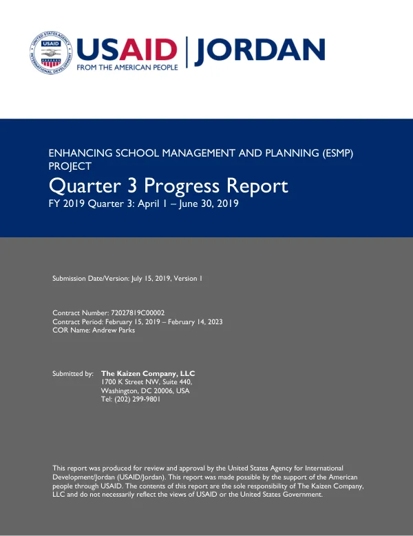 ESMP Quarter 3 Progress Report