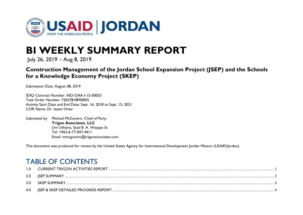 Construction Management of the Jordan School Expansion Project (JSEP) and the Schools for a Knowledge Economy Project (SKEP)