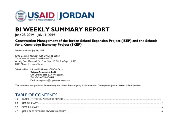 Construction Management of the Jordan School Expansion Project (JSEP) and the Schools for a Knowledge Economy Project (SKEP)