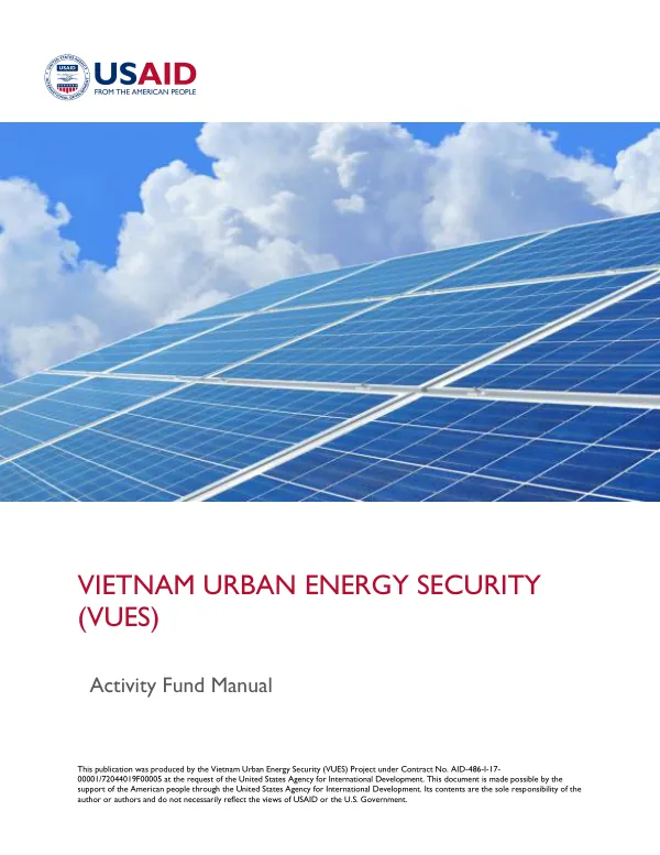 Vietnam Urban Energy Security (VUES) Activity Fund Manual