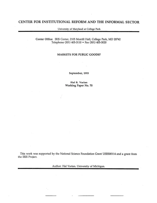 Markets for public goods?