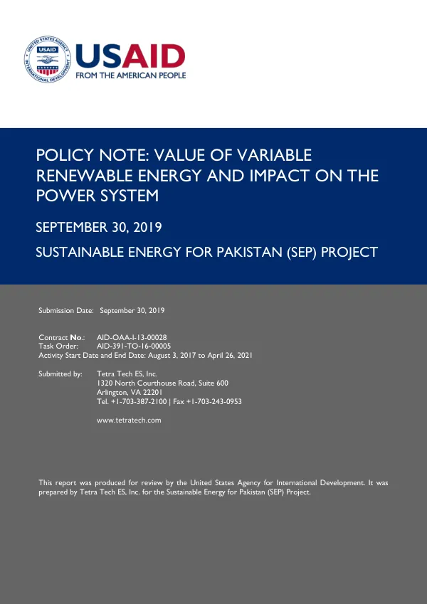 Value of Variable Renewable Energy and Impact on the Power System