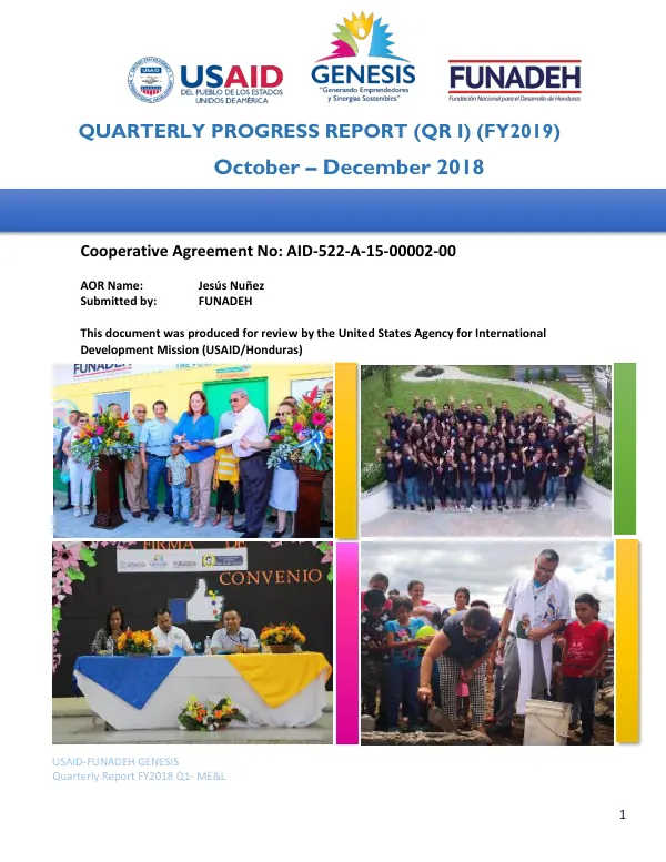 Quarterly Progress Report (QR I) (FY2019)