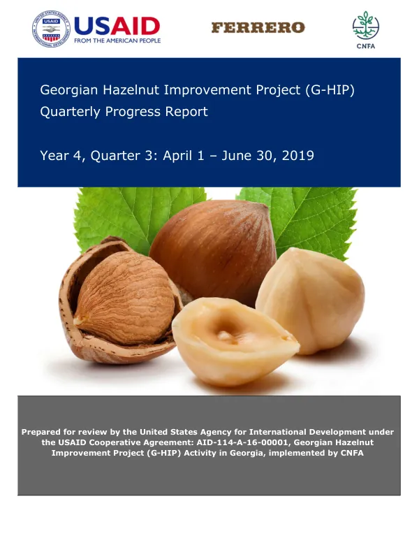 Georgian Hazelnut Improvement Project (G-HIP) Quarterly Progress Report