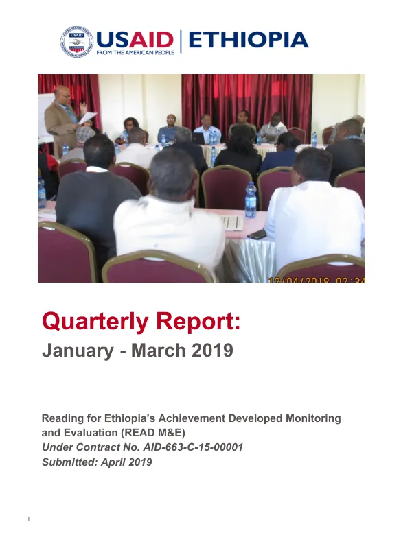 USAID Ethiopia Quarterly Report: January - March 2019
