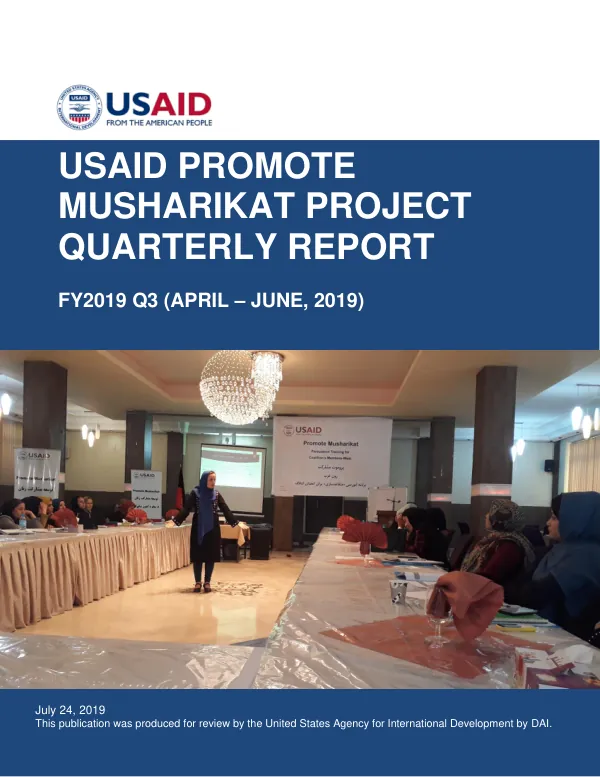 USAID Promote Musharikat Quarterly Report FY2019 Q3
