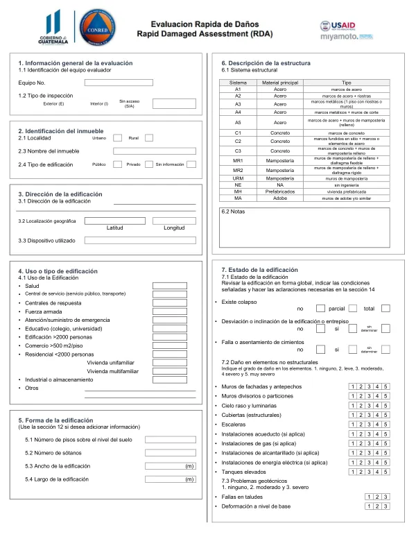 Boleta de evaluación rápida de daños