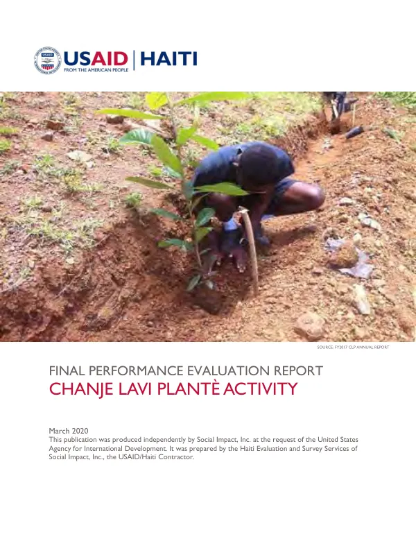 Final performance evaluation report : chanje lavi plante activity