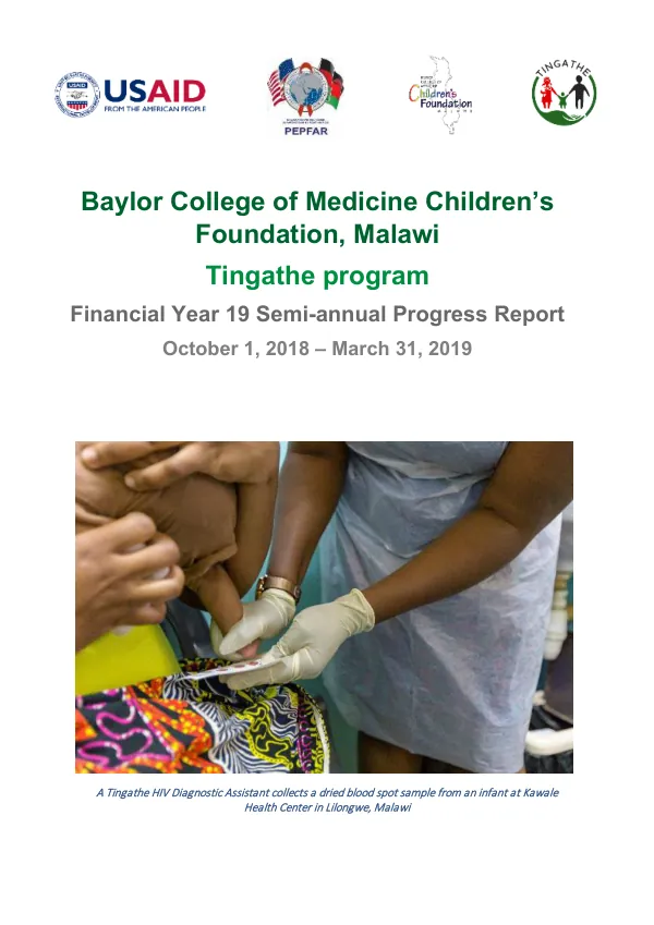 Financial Year 19 Semi-annual Progress Report October 1, 2018 – March 31, 2019
