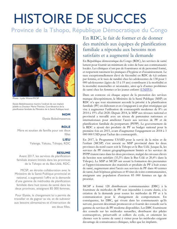 Final Report: Planification Familiale en République Démocratique du Congo