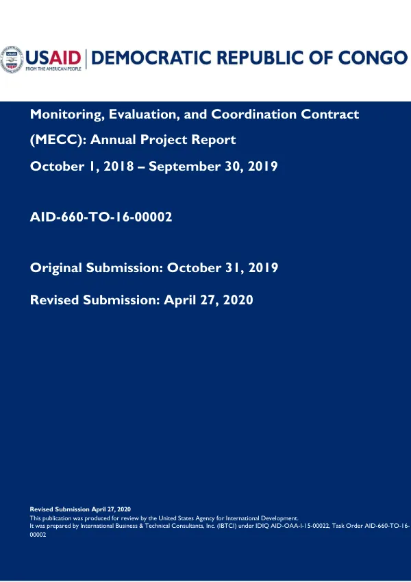 Monitoring, Evaluation, and Coordination Contract (MECC): Annual Project Report FY2019