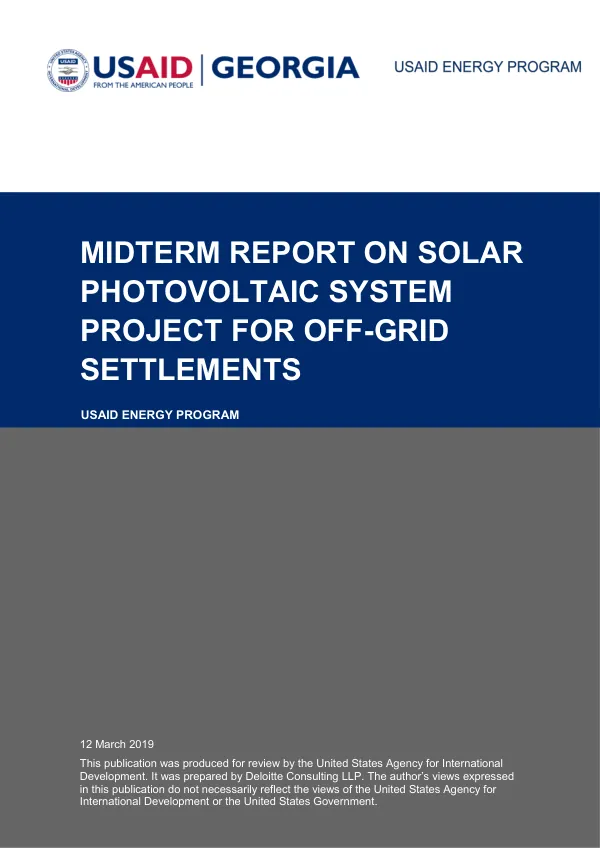 MIDTERM REPORT ON SOLAR PHOTOVOLTAIC SYSTEM PROJECT FOR OFF-GRID SETTLEMENTS