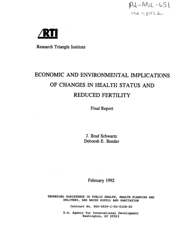Economic and environmental implications of changes in health status and reduced fertility