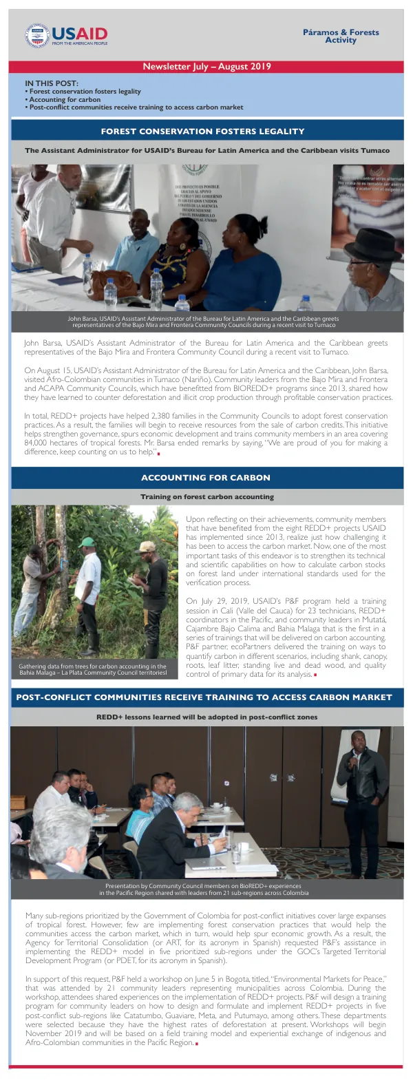 USAID’s P&F Program Supports Forest Conservation and Carbon Market Access in Colombia