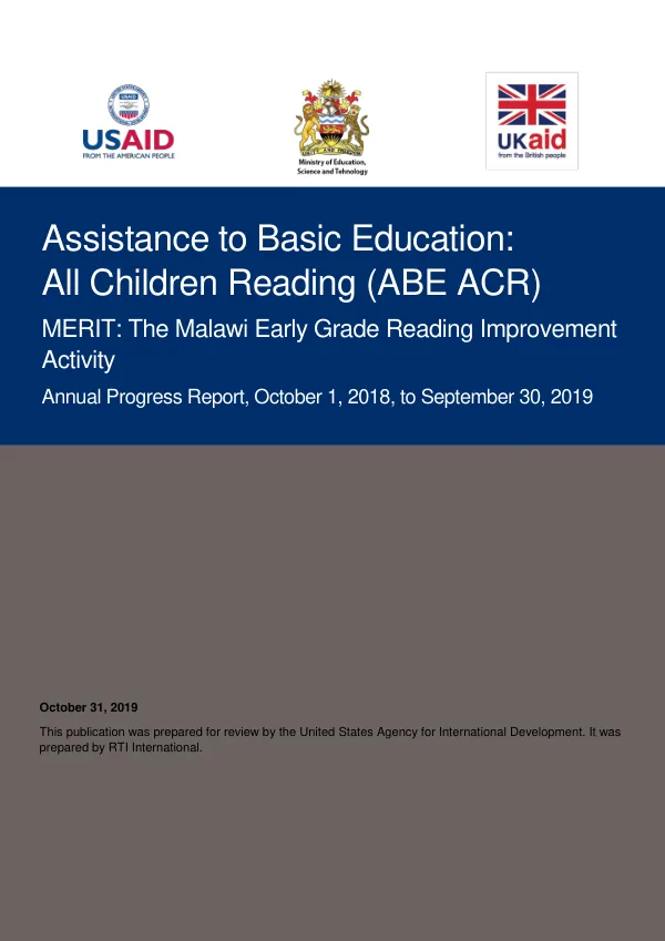 Annual Progress Report, October 1, 2018, to September 30, 2019