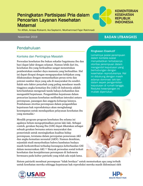 Peningkatan Partisipasi Pria dalam Pencarian Layanan Kesehatan Maternal