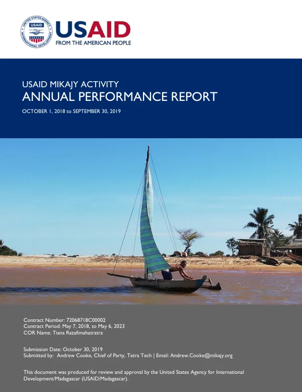 Annual Performance Report: USAID Mikajy Activity FY'2019