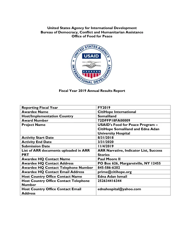 Fiscal Year 2019 Annual Results Report