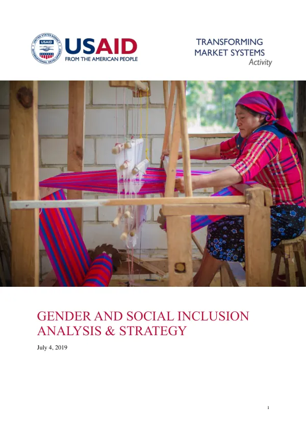 GENDER AND SOCIAL INCLUSION ANALYSIS & STRATEGY