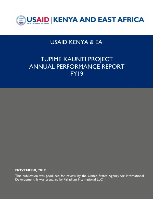 County Measurements, Learning and Accountability Program: Tupime Kaunti FY 2019 Annual Progress Report
