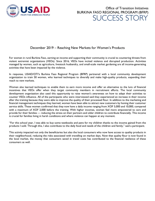 Burkina Faso Regional Program (BFRP) Success Story: Transforming Tangaye