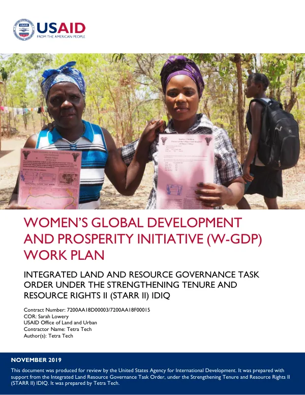 Women’s Global Development and Prosperity Initiative (W-GDP) Work Plan