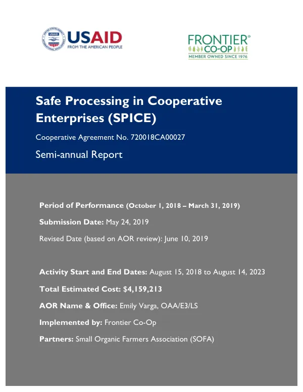 Semi-Annual Report covering the performance period [October 1, 2018 – March 31, 2019]