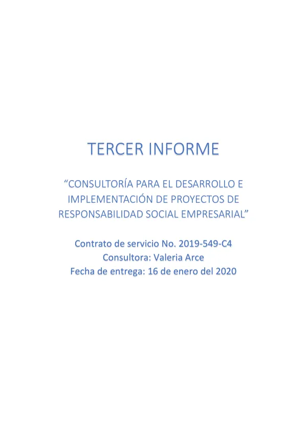 Consultoría para el desarrollo y implementación de proyectos de Responsabilidad Social Empresarial