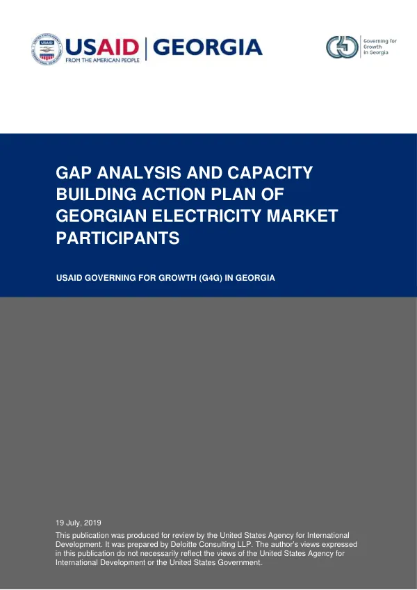Gap Analysis and Capacity Building Action Plan of Georgian Electricity Market Participants
