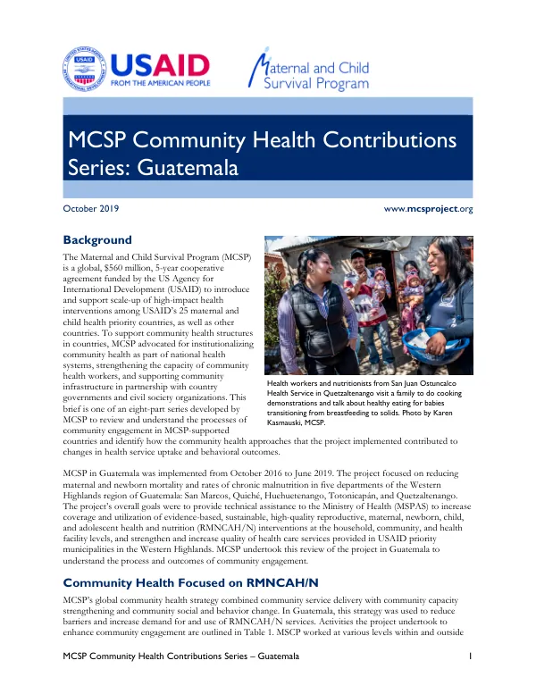 MCSP Community Health Contributions Series: Guatemala